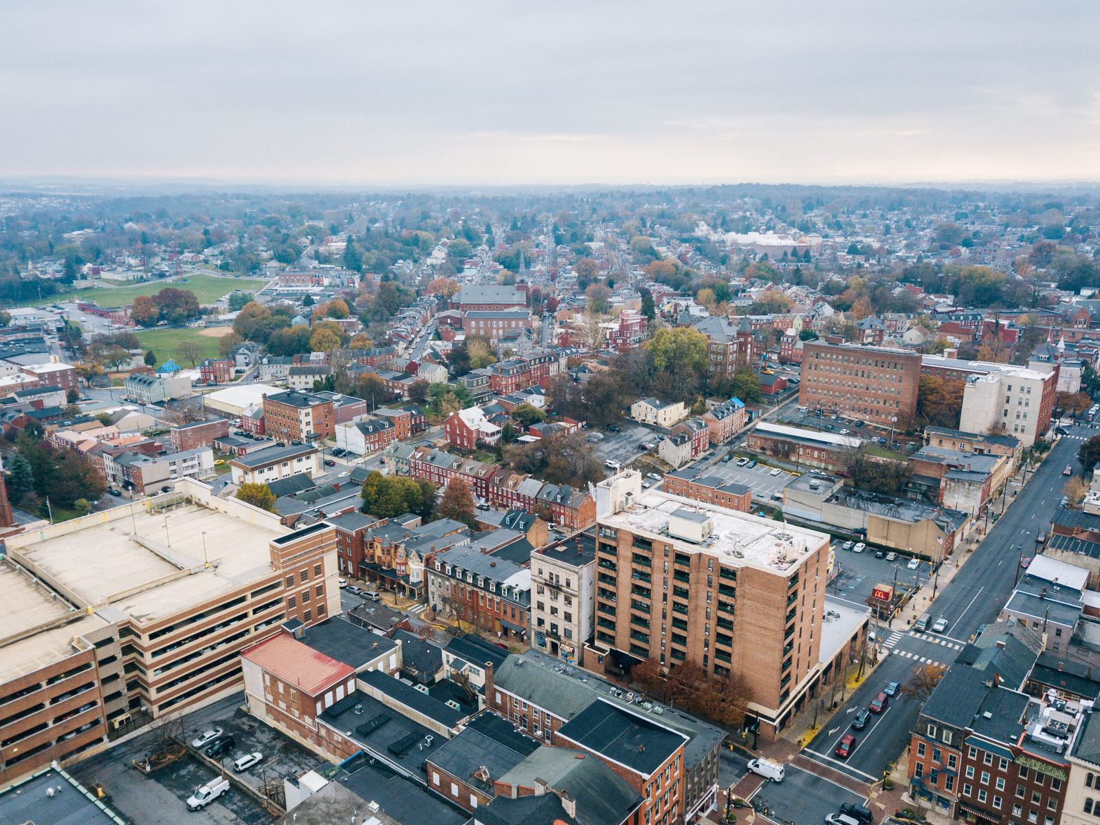 Aerial,Of,Downtown,Lancaster,,Pennsylvania,Areound,The,Central,Markets